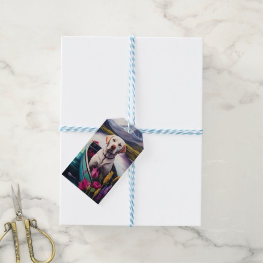 Labrador op een peddel: een Schilderachtig avontuu Cadeaulabel (Met Touw)