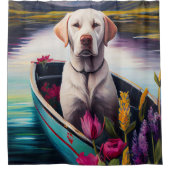 Labrador op een peddel: een Schilderachtig avontuu Douchegordijn (Voorkant)