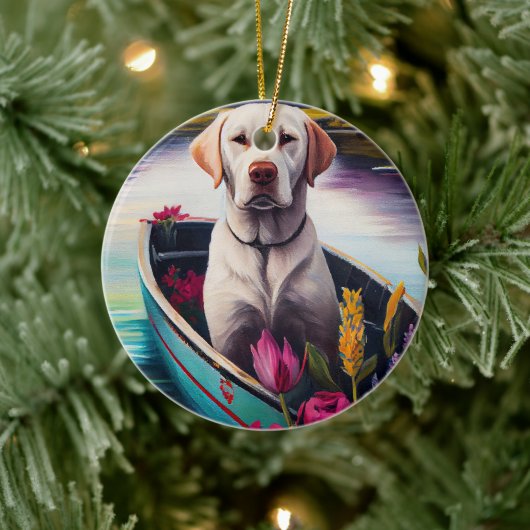 Labrador op een peddel: een Schilderachtig avontuu Keramisch Ornament (Boom)