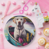 Labrador op een peddel: een Schilderachtig avontuu Papieren Bordje (Feest)