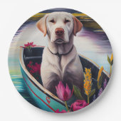 Labrador op een peddel: een Schilderachtig avontuu Papieren Bordje (Voorkant)