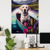 Labrador op een peddel: een Schilderachtig avontuu Poster (Thuiskantoor)