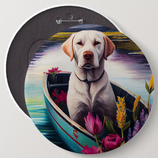 Labrador op een peddel: een Schilderachtig avontuu Ronde Button 6,0 Cm (Voorkant /achterkant)