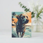 Labrador op het strand briefkaart (Staand voorkant)