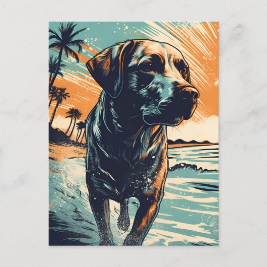 Labrador op het strand briefkaart (Voorkant)