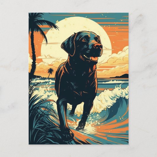 Labrador op het strand briefkaart (Voorkant)