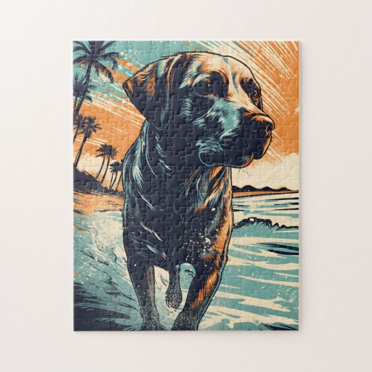Labrador op het strand legpuzzel (Verticaal)