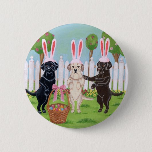 Labrador paaskonijntjes!! ronde button 5,7 cm (Voorkant)