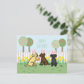 Labrador Paaskonijntjes Tuin Vakantie Kaart (Staand voorkant)