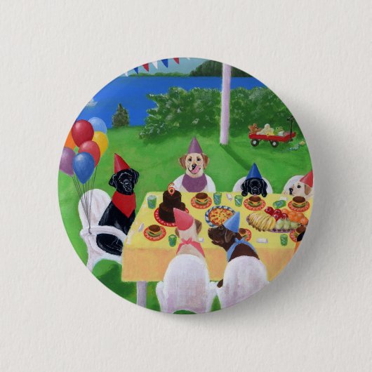 Labrador Party Ronde Button 5,7 Cm (Voorkant)