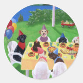 Labrador Party Ronde Sticker (Voorkant)