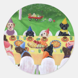 Labrador Party Ronde Sticker