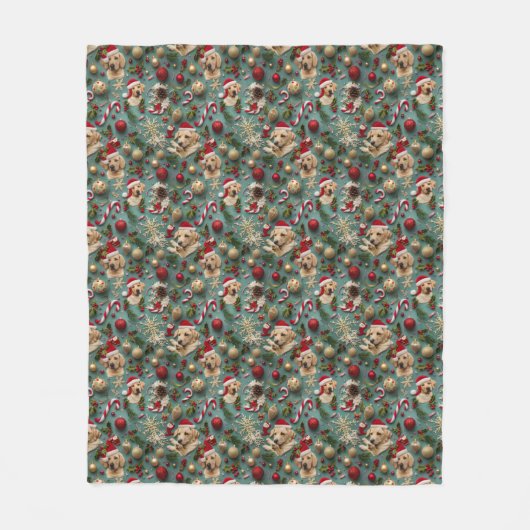 Labrador Patroon Kerstmis Fleece Deken (Voorkant)