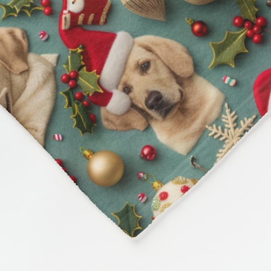 Labrador Patroon Kerstmis Fleece Deken (Hoek)