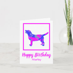 Labrador Pink Silhouette Dog Funny Birthday Kaart