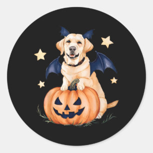 Labrador Pompoen Heks Gouden Labrador Halloween Ronde Sticker