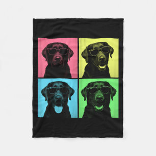 Labrador Pop Art Grappige Zwarte Lab Hond Liefhebb Fleece Deken