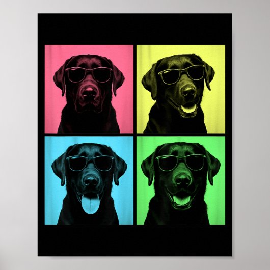 Labrador Pop Art Grappige Zwarte Lab Hond Liefhebb Poster (Voorkant)