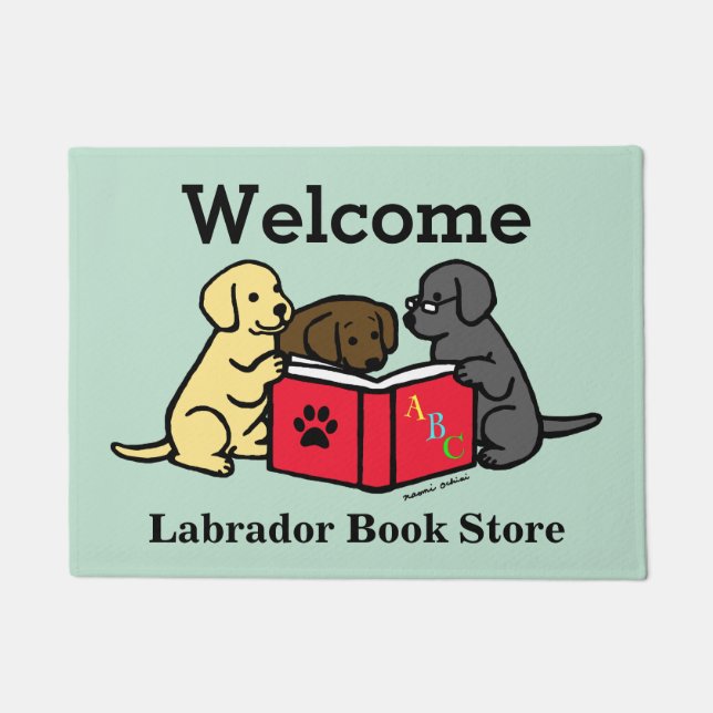 Labrador Puppies Book Lover Deuren Mat (Voorkant)