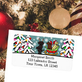 Labrador Puppies en Sleigh Christmas Labels