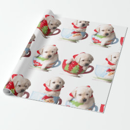 LABRADOR-PUPPIES IN EEN KUSTCHRISTMAS GIFT WRAPPIN CADEAUPAPIER