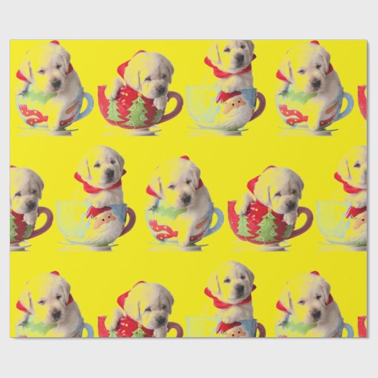 LABRADOR-PUPPIES IN EEN KUSTCHRISTMAS GIFT WRAPPIN CADEAUPAPIER (Vlak)