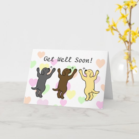 Labrador Puppies Kaart (Gele Bloem)