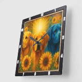 Labrador Puppies kleurrijke kunst Vierkante Klok (Hoek)