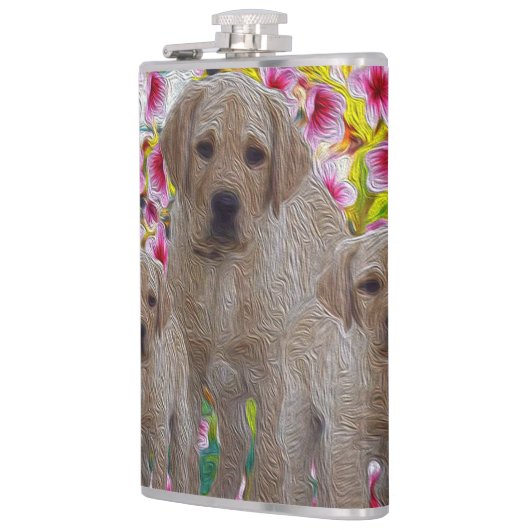 labrador Puppies olieverf, Heupfles (Links)