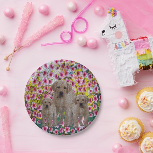 labrador Puppies olieverf, Papieren Bordje (Feest)