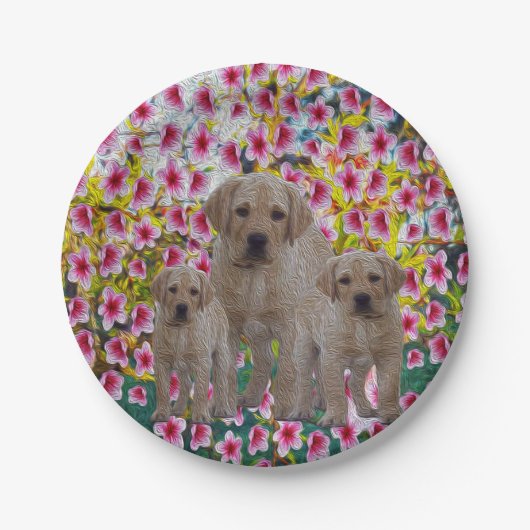 labrador Puppies olieverf, Papieren Bordje (Voorkant)