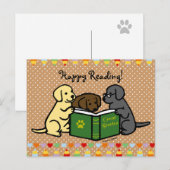 Labrador Puppies Reading Cartoon Briefkaart (Voorkant / Achterkant)