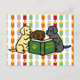 Labrador Puppies Reading Cartoon Briefkaart