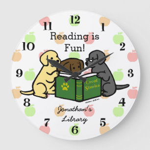Labrador Puppies Reading Cartoon Grote Klok