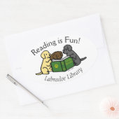 Labrador Puppies Reading Cartoon Ovale Sticker (Envelop)