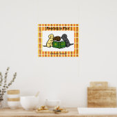 Labrador Puppies Reading Cartoon Poster (Keuken)