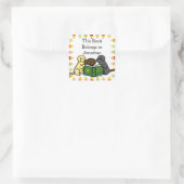Labrador Puppies Reading Cartoon Vierkante Sticker (Tas)
