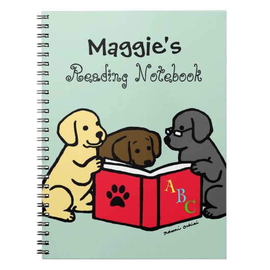 Labrador Puppies Reading Notebook Notitieboek (Voorkant)