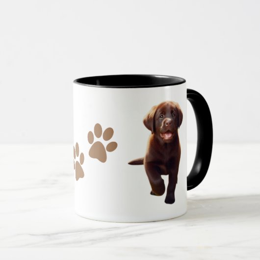 Labrador Puppies - Schattigee Chocolade & Geel Lab Mok (Voorkant rechts)