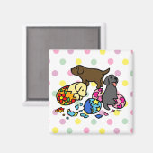 Labrador Puppies van Eggs Polka Dots Magneet (Voorkant / Achterkant)