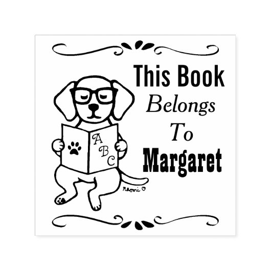 Labrador Puppy, Behoort tot, Bibliotheek, Boekenla Zelfinktende Stempel (Design)