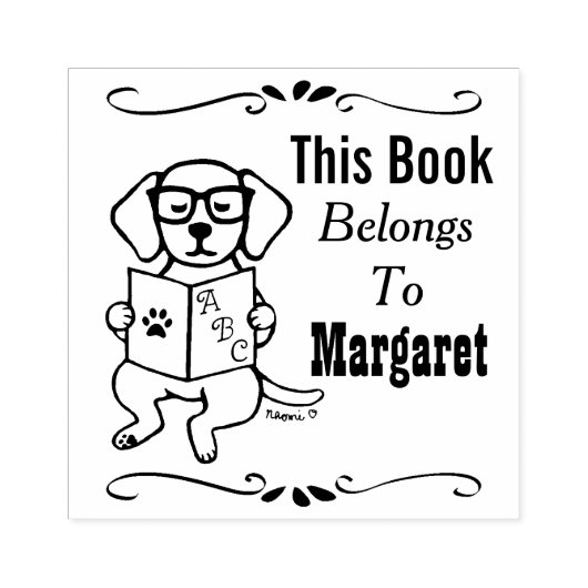 Labrador Puppy Behoort tot, Bibliotheek, Boeknaam Rubberstempel (Afrduk)