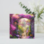 Labrador Puppy Birthday Party Secret Garden Kaart (Staand voorkant)