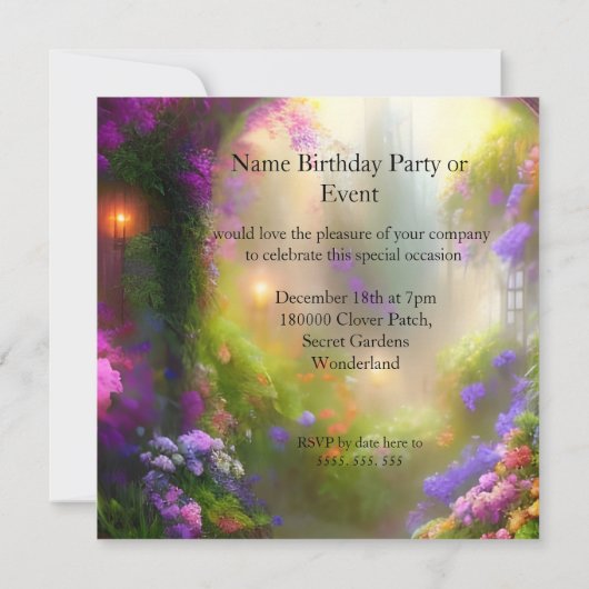 Labrador Puppy Birthday Party Secret Garden Kaart (Achterkant)