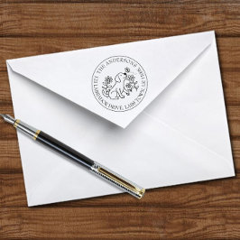 labrador, puppy, bloemen, cirkel, retouradres zelfinktende stempel