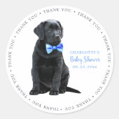 Labrador Puppy Dog Blue Boy Baby shower Ronde Sticker (Voorkant)