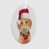 Labrador Puppy Dog in Face Mask 2021 Ornament (voorkant)