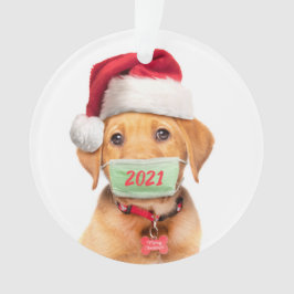 Labrador Puppy Dog in Face Mask 2021 Ornament