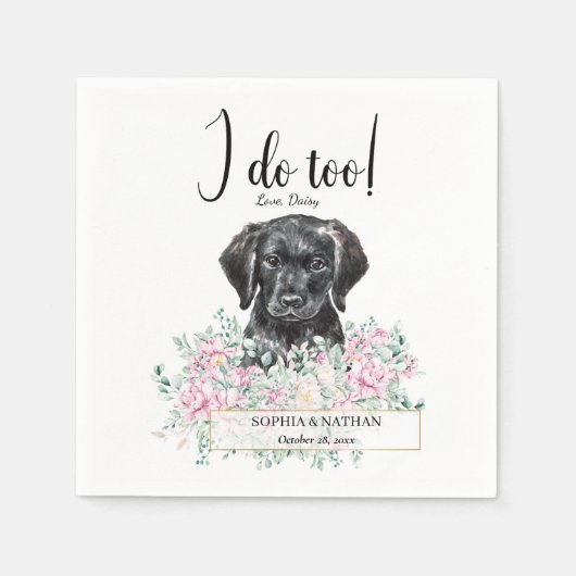 Labrador Puppy Dog Wedding Cocktail Napkins Servet (Voorkant)