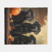 Labrador Puppy Herfst Delight Pompoen Fleece Deken (Voorkant (Horizontaal))